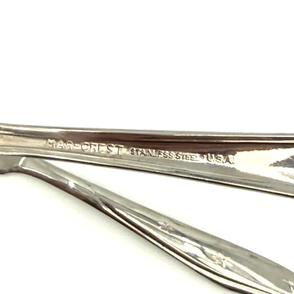 MARCREST Set of 3 Atomic Starburst MCM Sugar Spoons Butter Knife Stainless USA